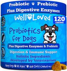 Well Loved Probiotics for Dogs packaging highlights a vet-developed formula for gut health