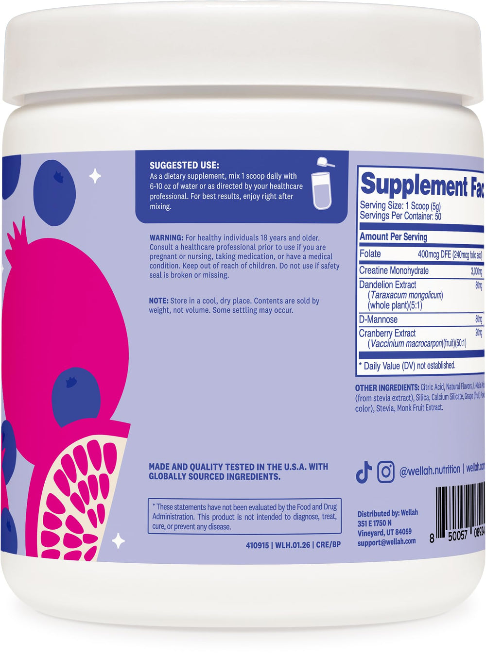 Wellah Creatine powder being scooped, blends easily into shakes