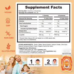 Well&Whole L-Lysine Gummies ingredients close-up with lysine and B12