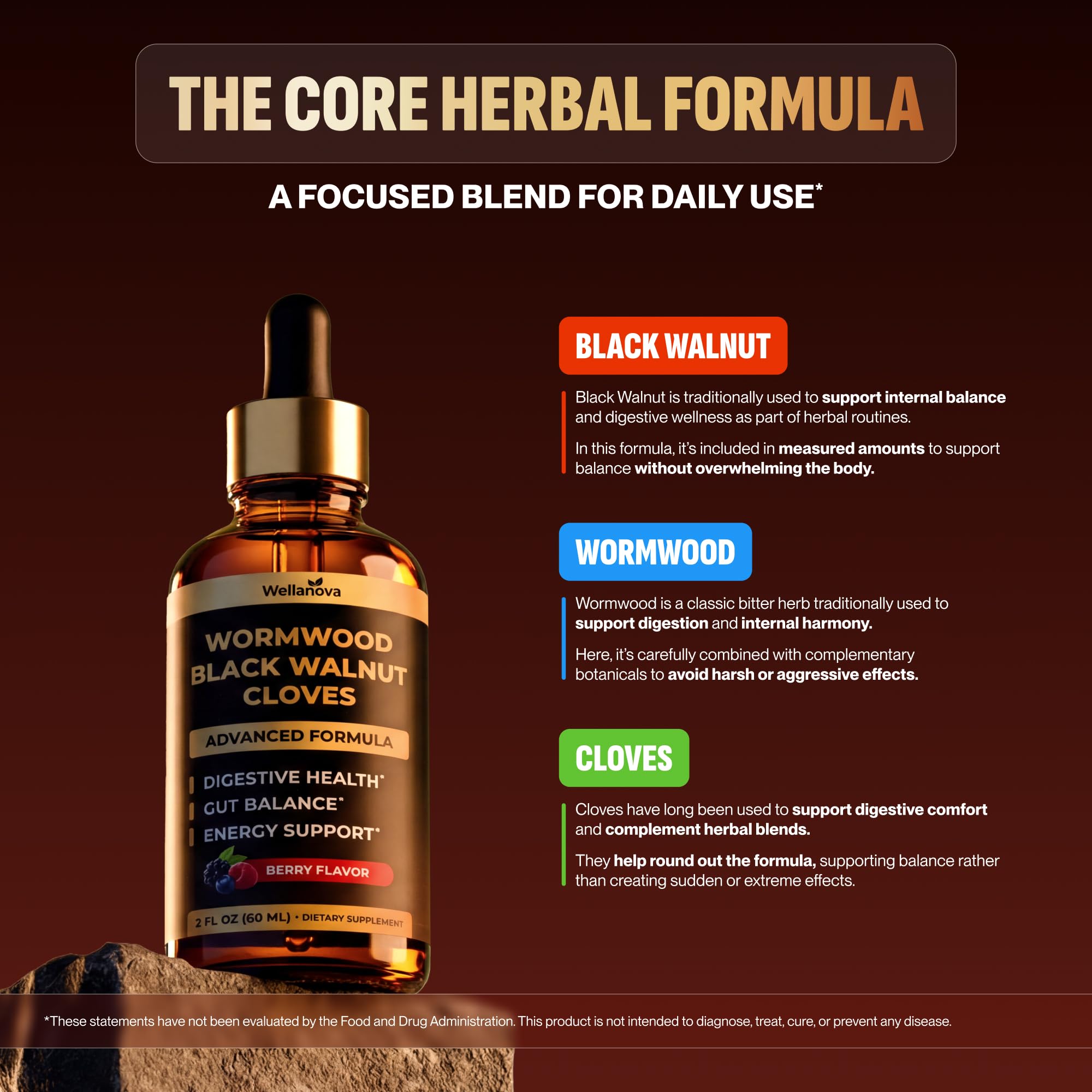 Wellanova liquid pour reveals berry-flavored formula for a pleasant daily routine.