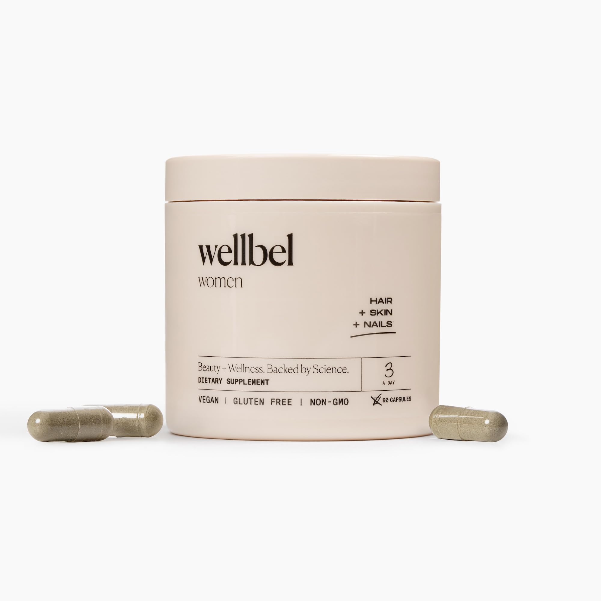 WELLBEL Women Clean bottle with capsules for hair, skin, nails.