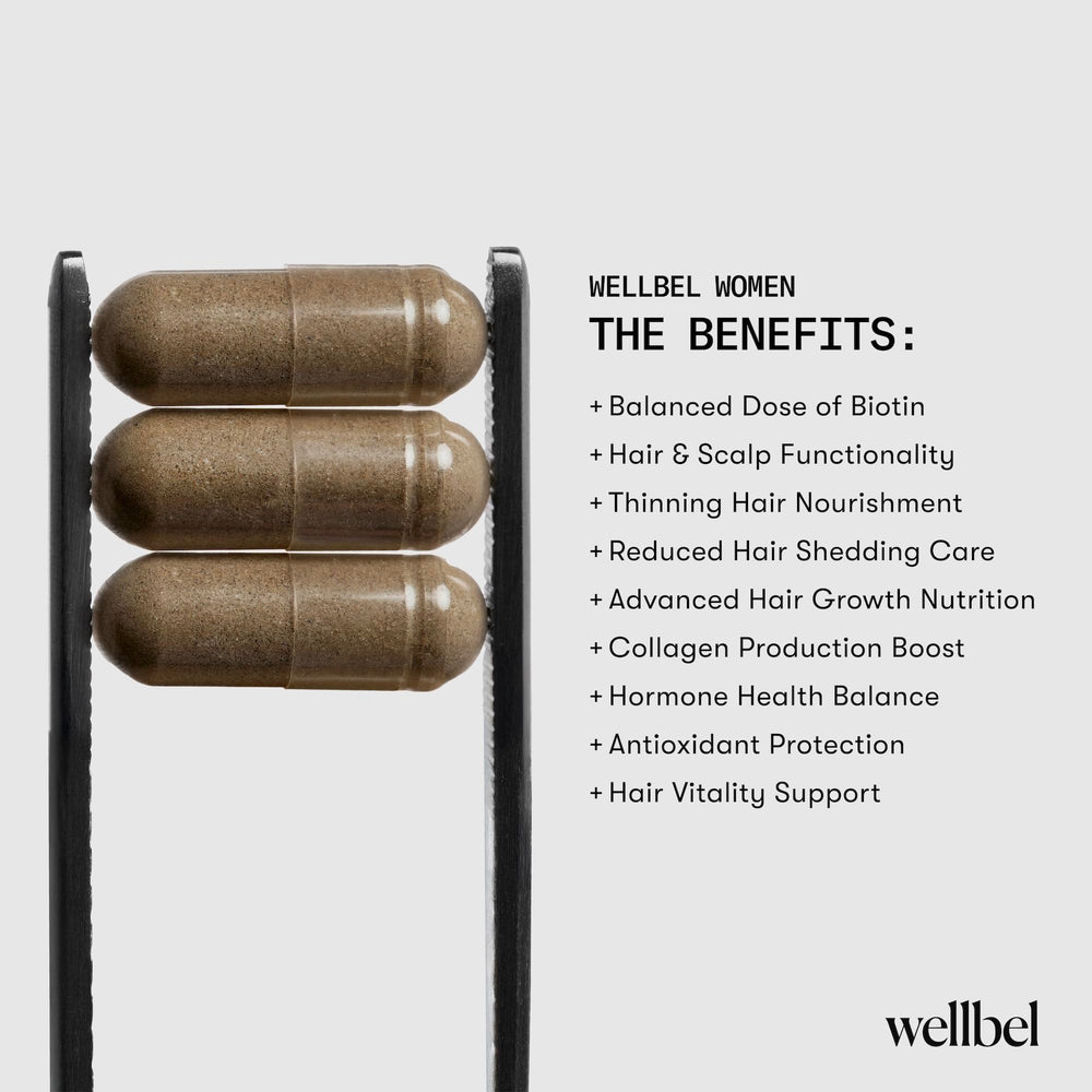 Vegan and gluten-free branding icons on WELLBEL packaging.
