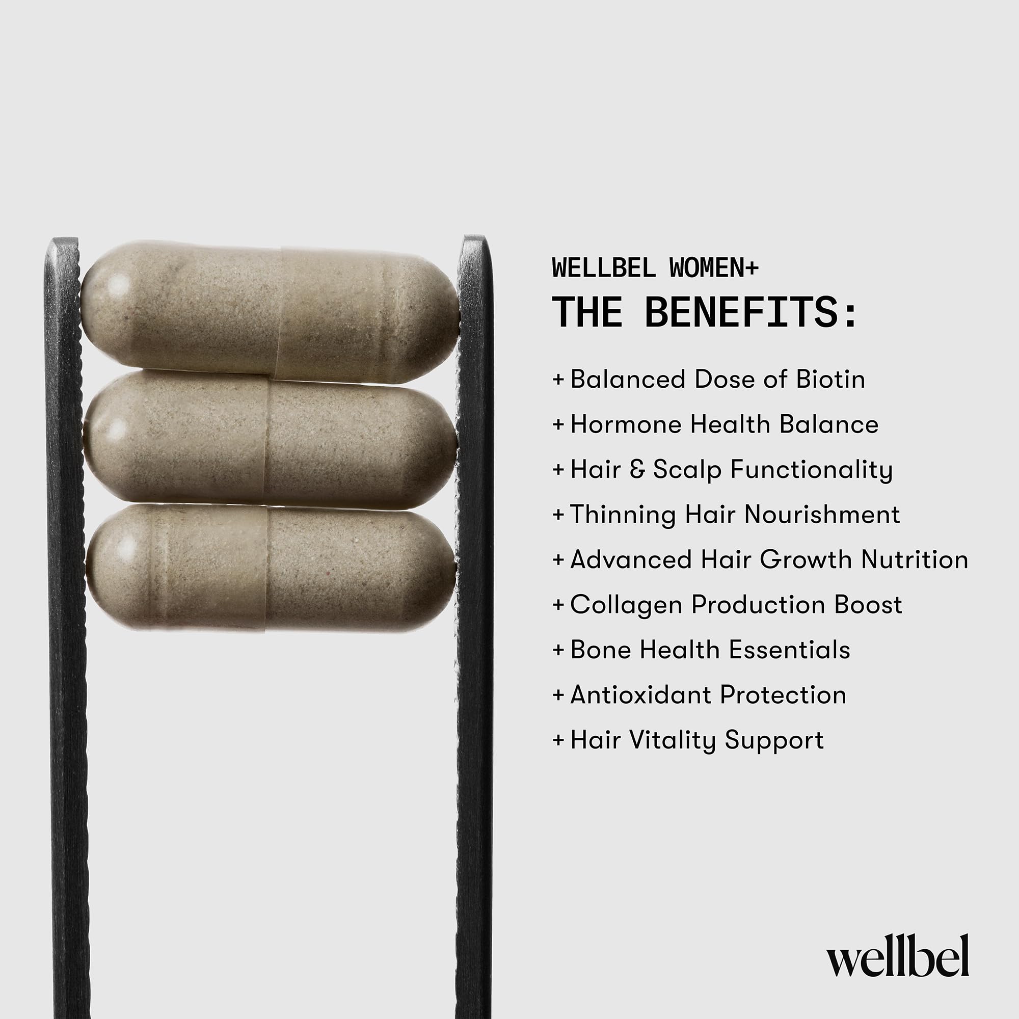 WELLBEL Women+ hair-skin-nails visual hints at beauty benefits