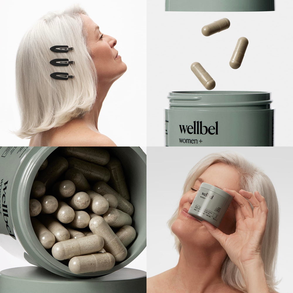 WELLBEL Women+ MSM ingredient text signals collagen support for hair and skin