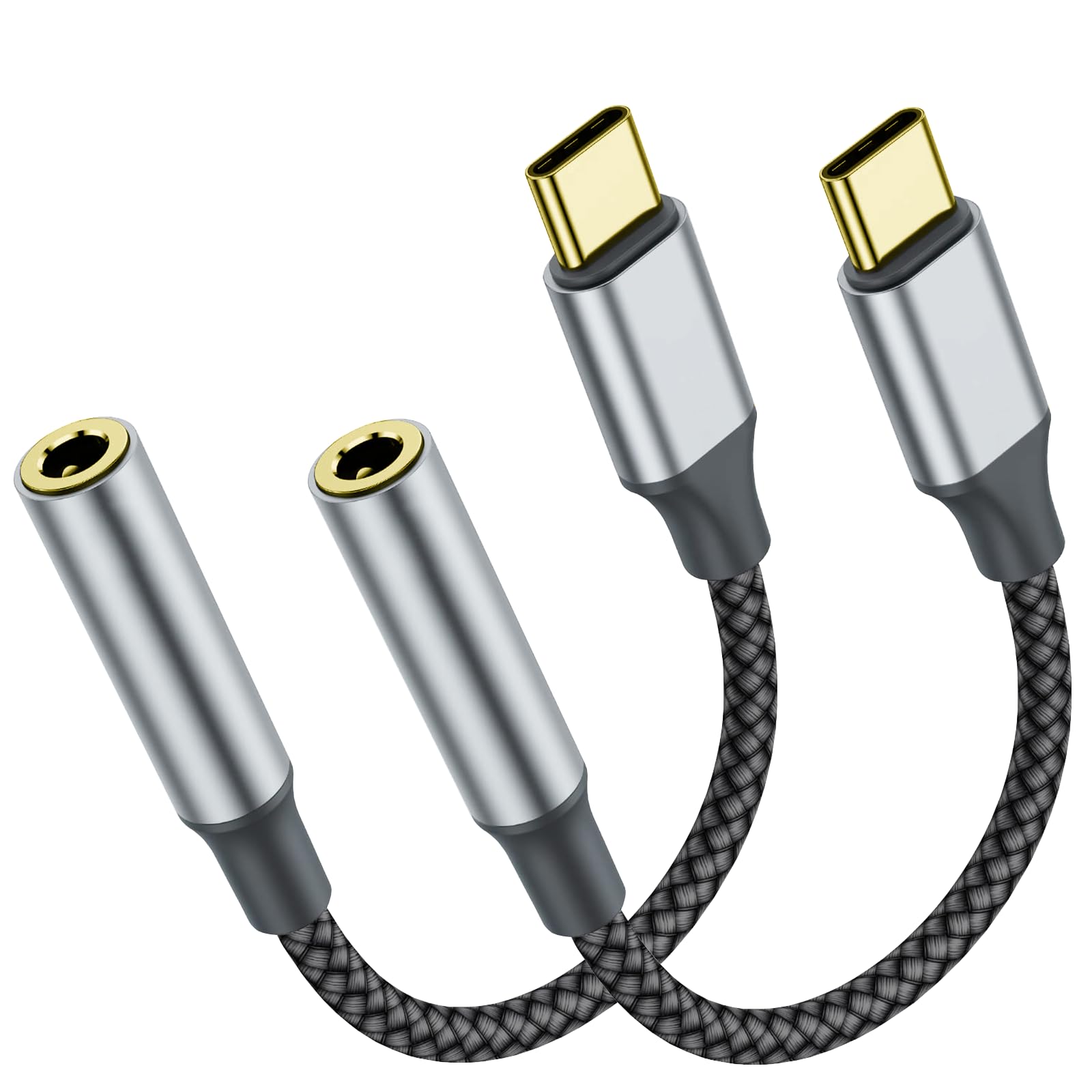 Welldiea USB-C to 3.5mm adapter front view, portable and versatile