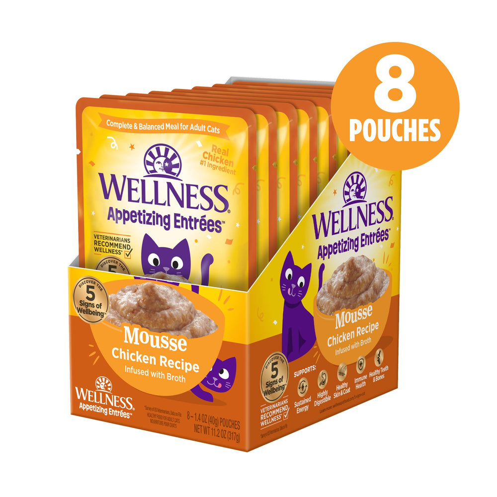 Wellness Appetizing Entrées Mousse Chicken Pack Eight Pouches for convenient daily feeding