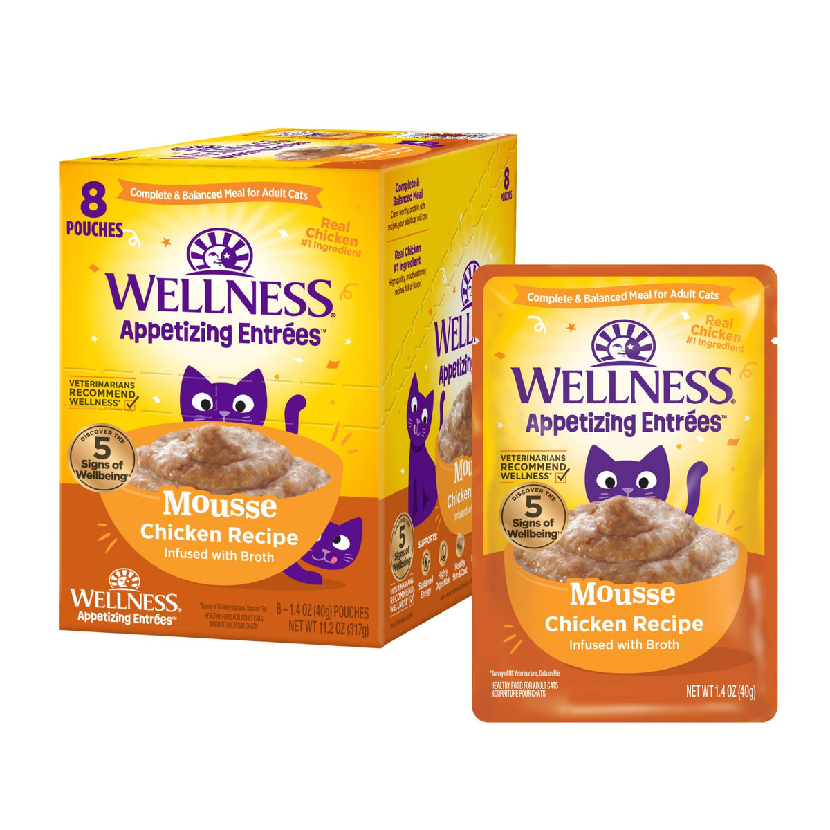 Wellness Appetizing Entrées Mousse Chicken Pouch with protein-rich meal ready to serve