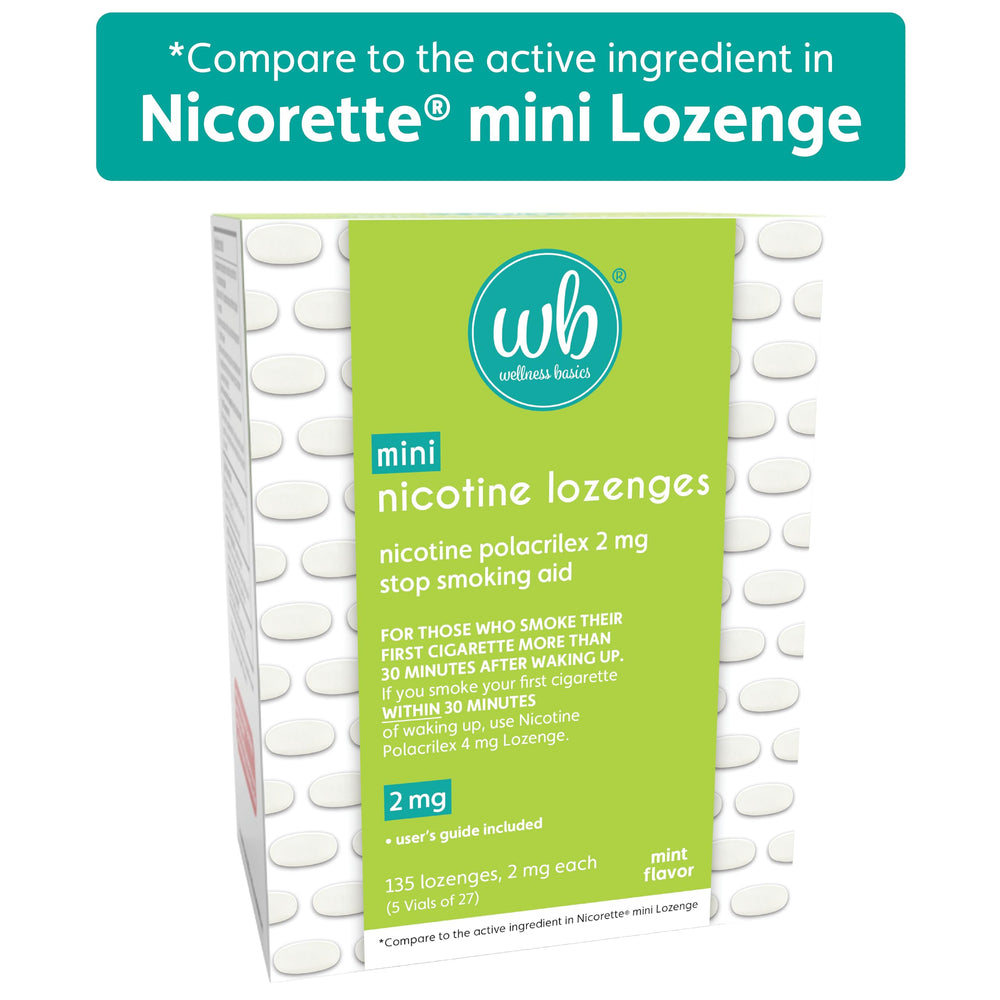 Wellness Basics foil-strip display emphasizing mint flavor and dosing