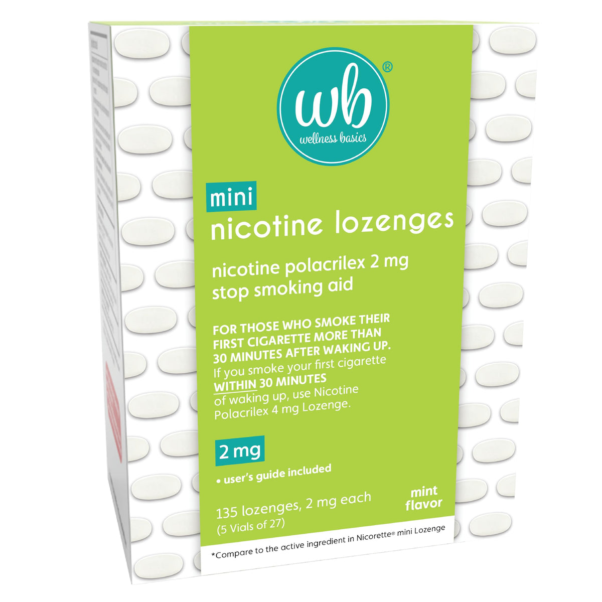 Wellness Basics mint lozenge pack front view for convenient quit support
