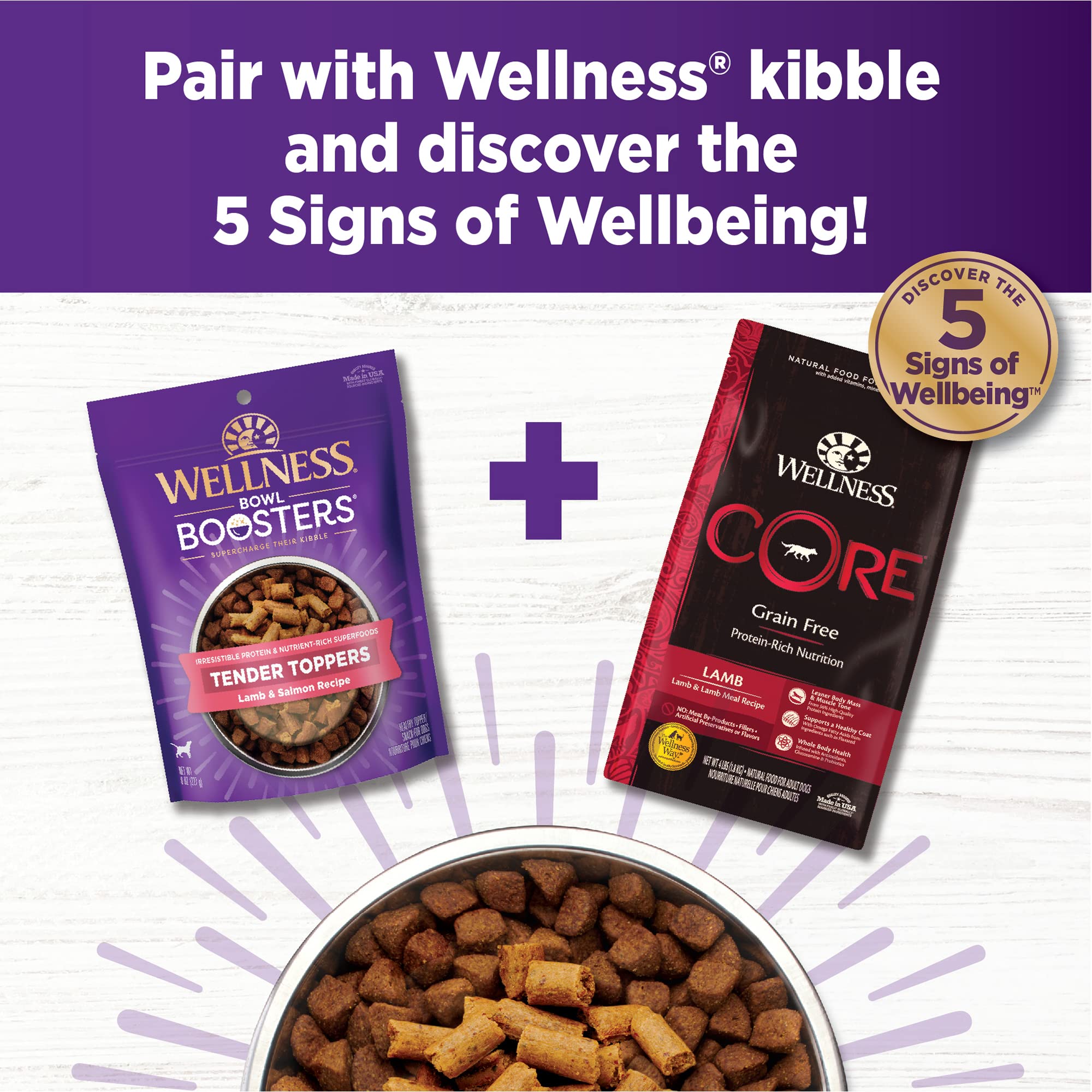 Sans céréales Wellness Tender Bowl Boosters pour chiens sensibles
