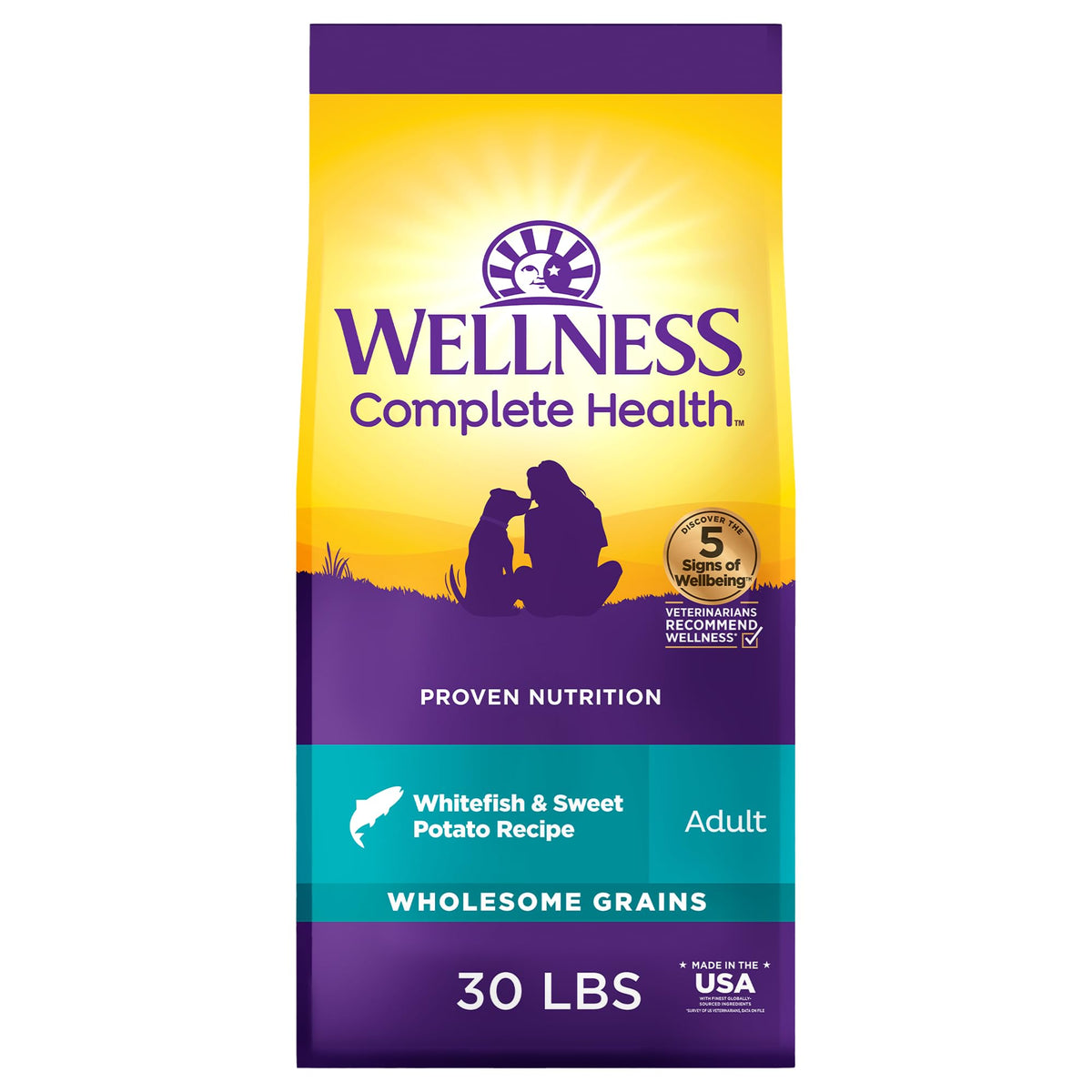 Wellness Complete Health dry dog food in a bowl, ready for a fresh serving.