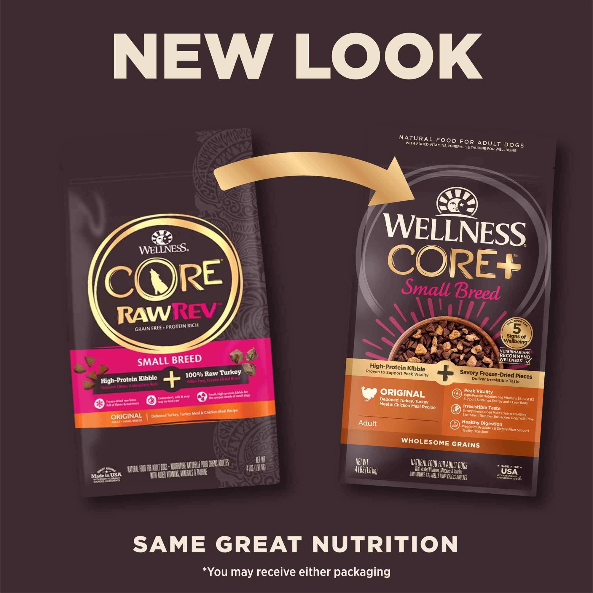Wellness CORE+ freeze-dried turkey pieces add flavor and protein for a crave-worthy meal.
