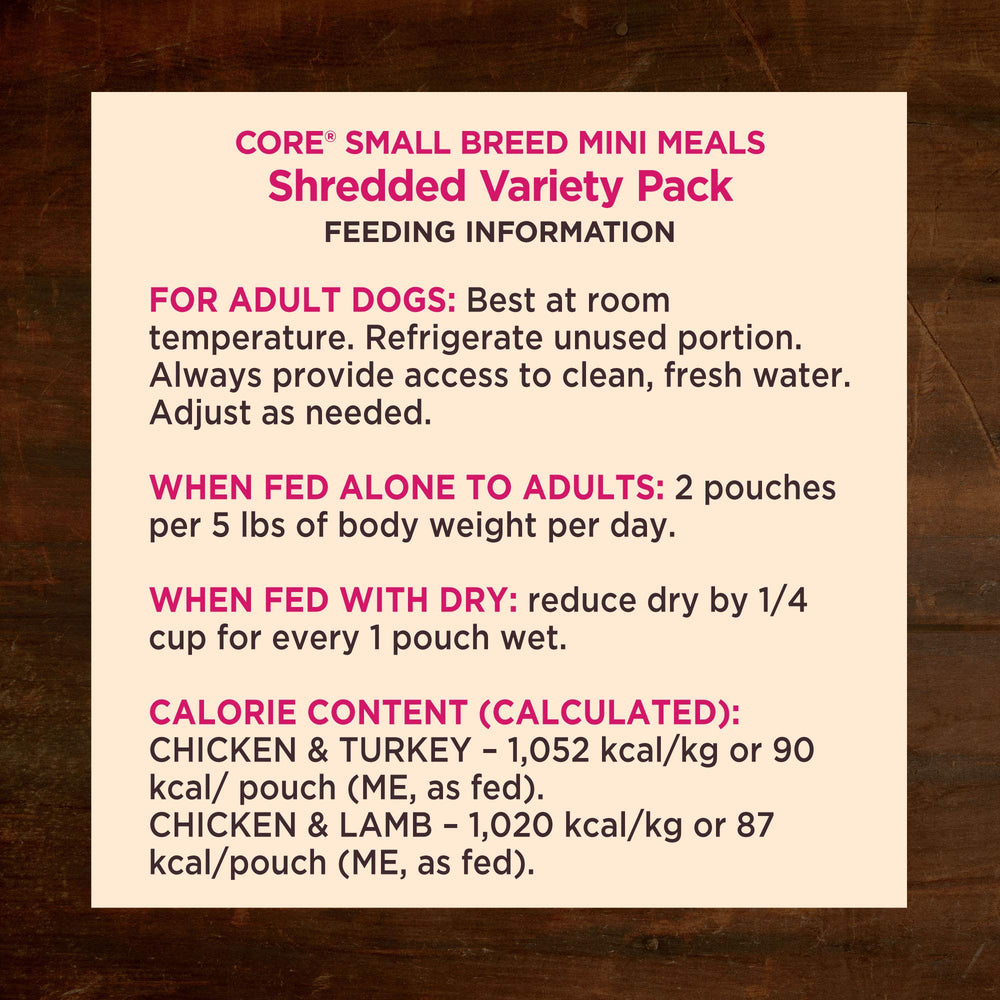 Wellness CORE shredded protein and gravy ready to serve in a small bowl