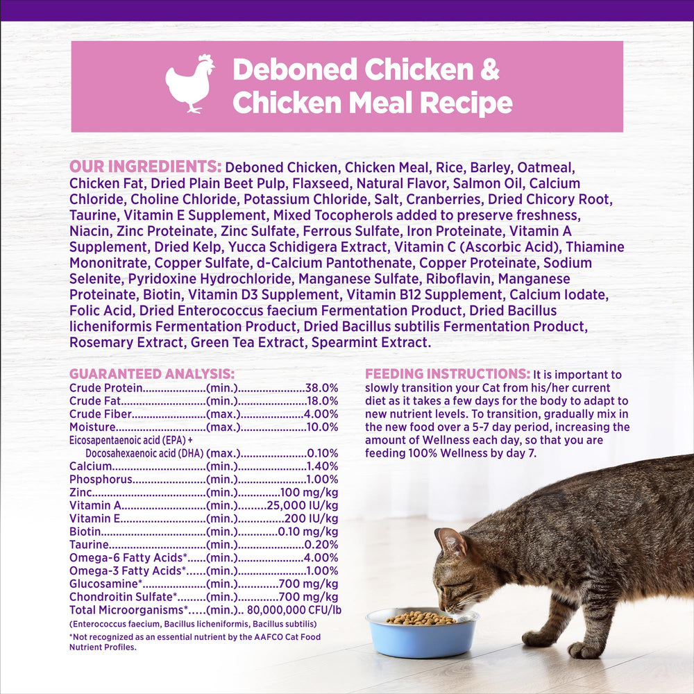 Wellness kitten dry food kibble-morning-meal demonstrates easy serving for busy owners.