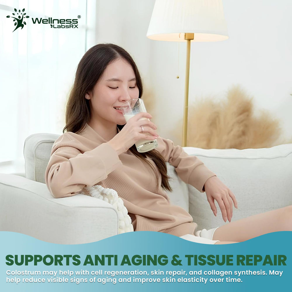 Wellness LabsRx Colostrum Powder Vanilla poured over yogurt for skin and vitality