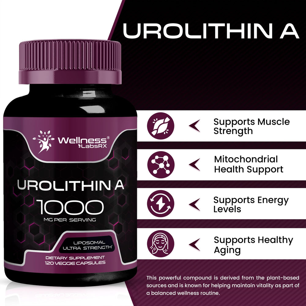 Wellness LabsRx Urolithin A capsules closeup highlighting vegan formula