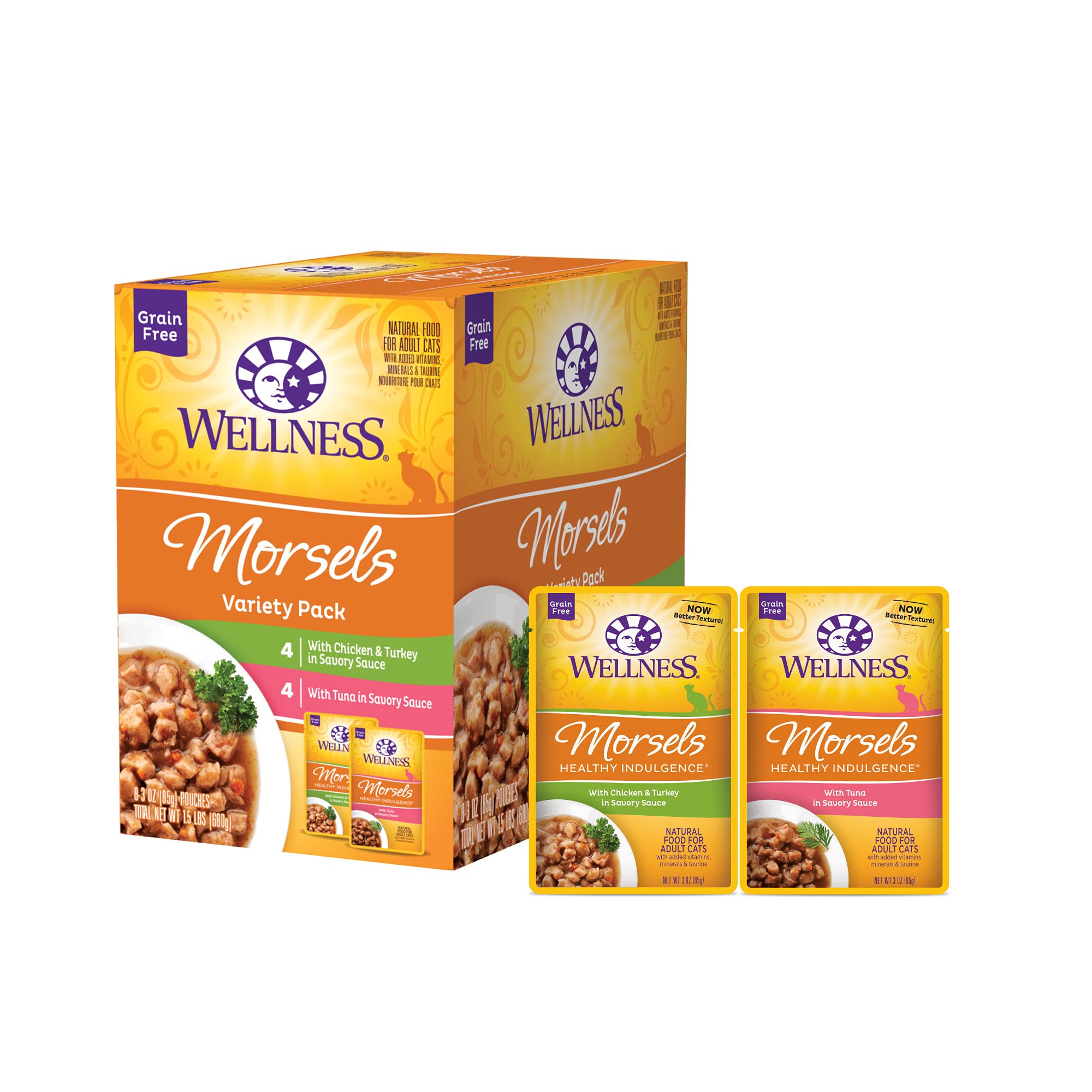 Wellness Healthy Indulgence Morsels chicken-turkey in savory gravy for protein-rich flavor