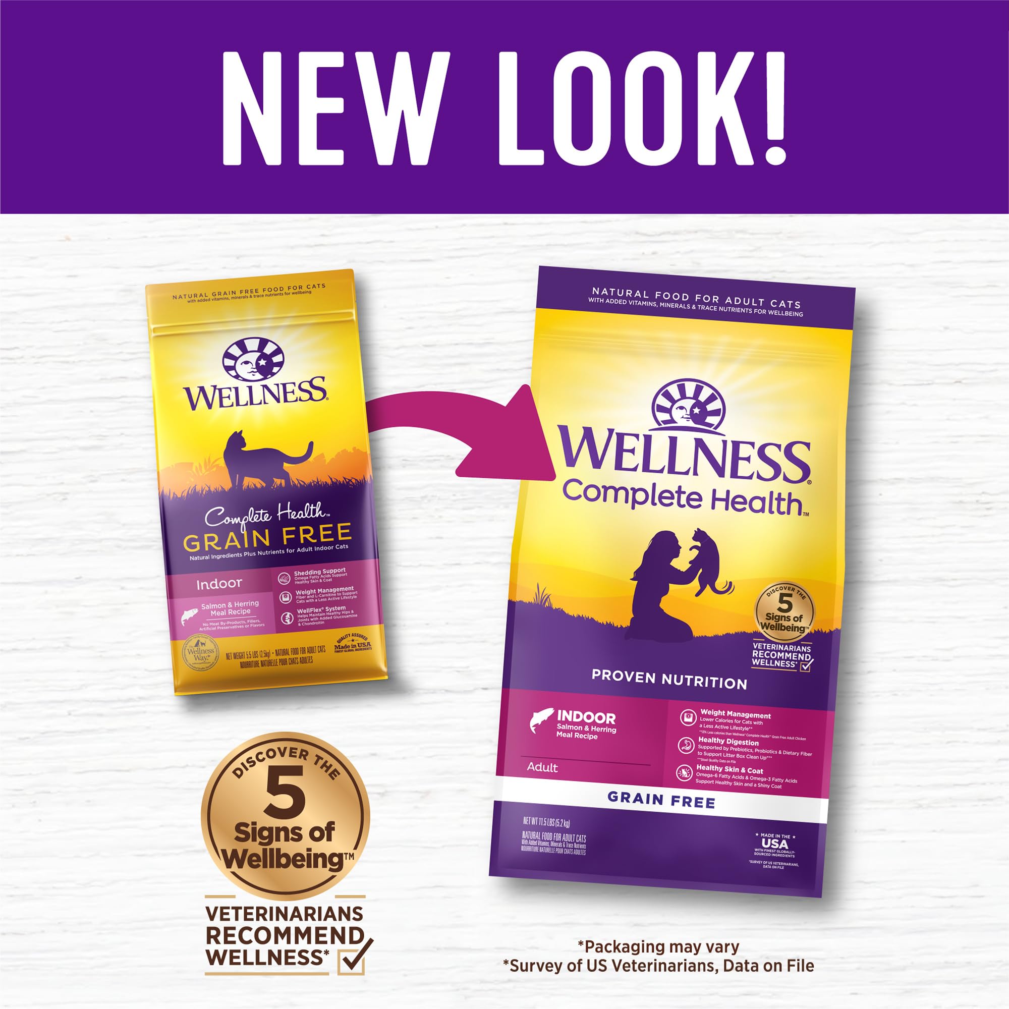 Wellness Complete Health Salmon and Herring Meal ingredients show natural protein sources for balanced nutrition.