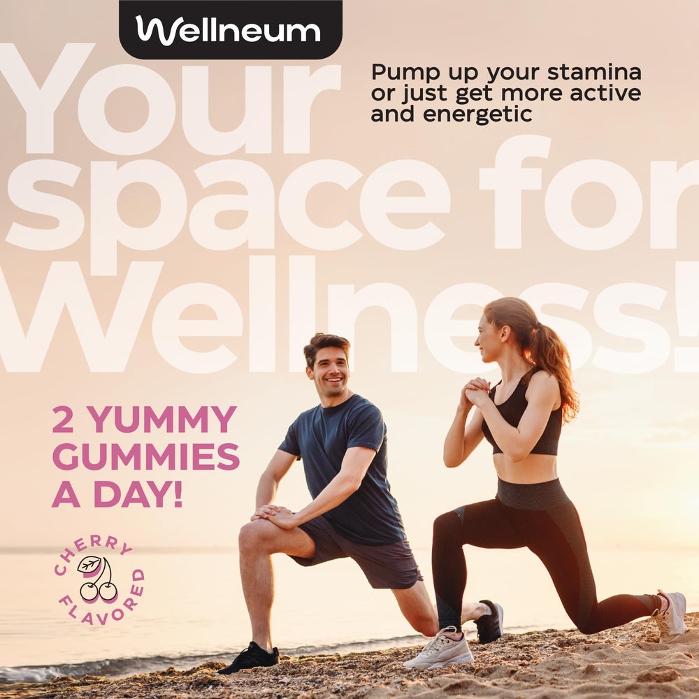 Wellneum cherry-flavored gummies for a pleasant daily ritual and taste appeal.