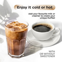 Wellneum Instant Coffee dissolving in hot water for a quick, flavorful cup.