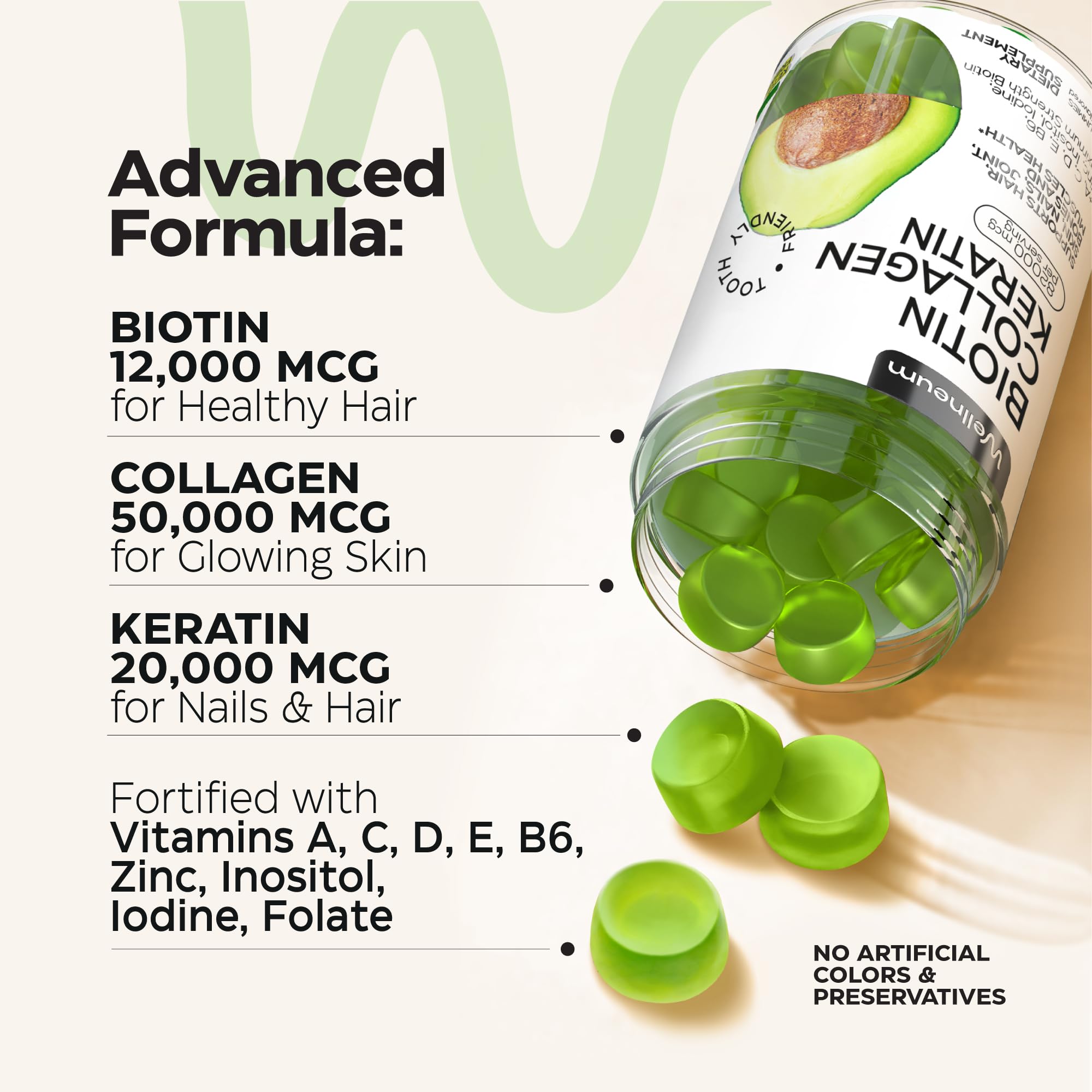 Wellneum Keratin Zinc Vitamins pack promotes hair strength and nail health.