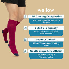 Wellow knee-high fits calves up to 19 inches for secure fit.