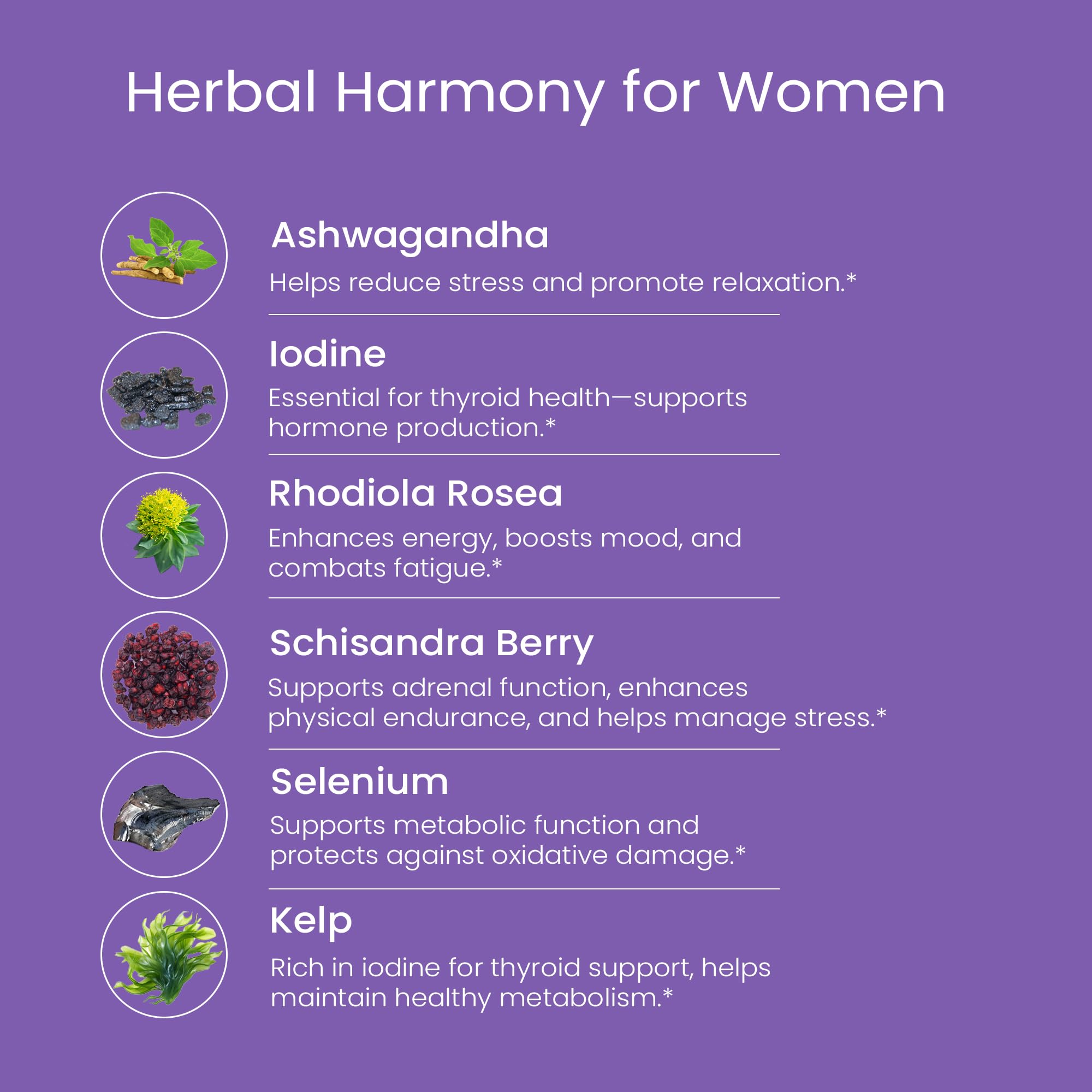 WellPath Soothe ingredients chart highlights rhodiola and iodine for balance.
