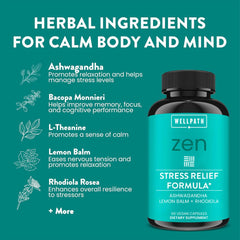 WellPath Zen ashwagandha roots display, suggesting adaptogen-rich calm potential.