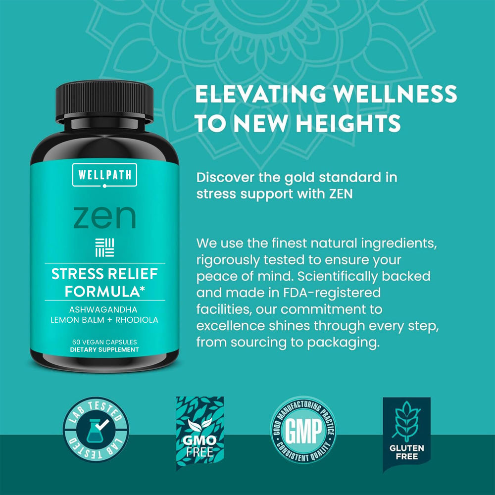 WellPath Zen lemon balm herbs closeup conveys soothing, focused mood support.