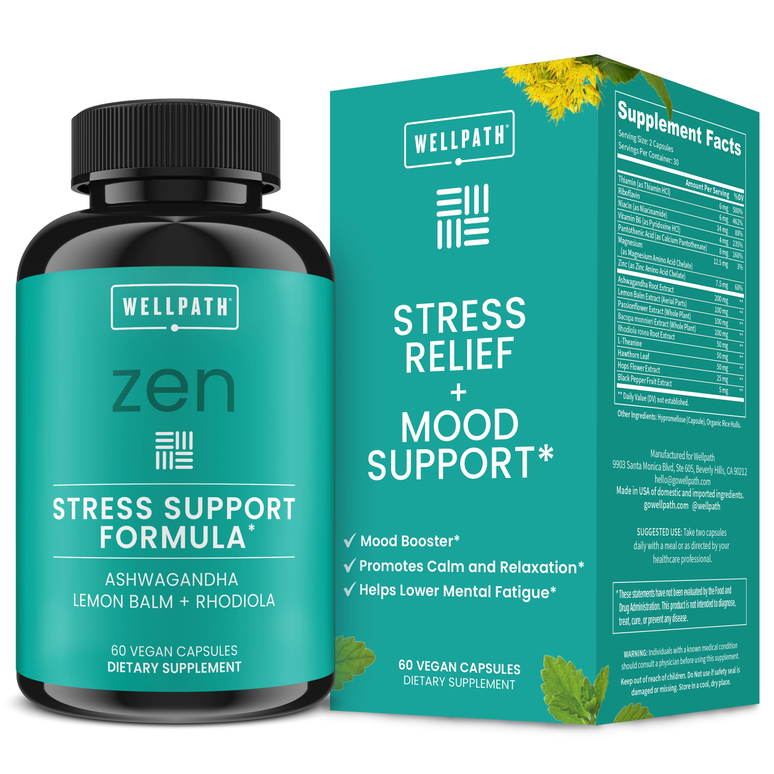 WellPath Zen stress-relief bottle on a clean surface, ready for daily calm support.