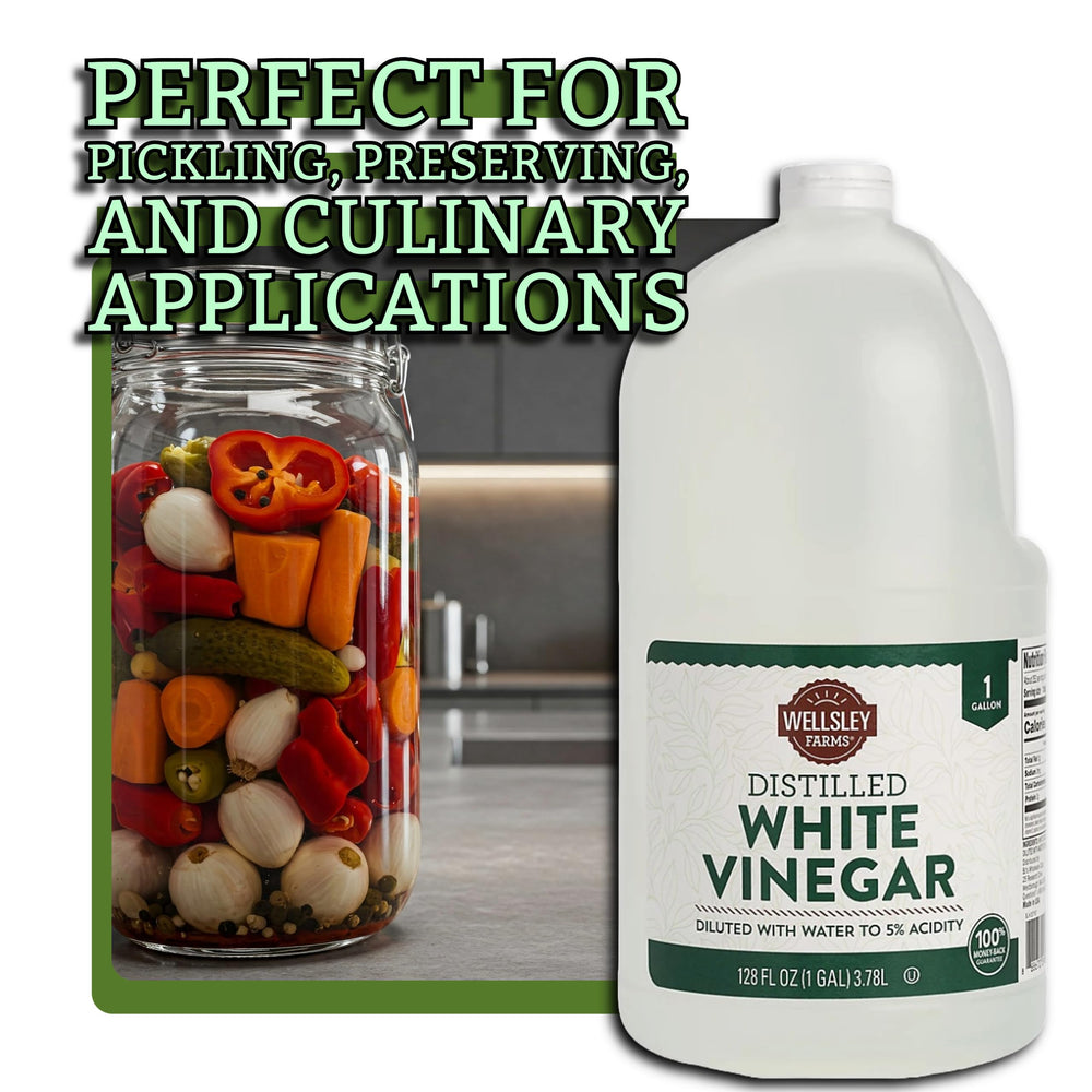 Gallon container on kitchen shelf indicating bulk value and convenience.