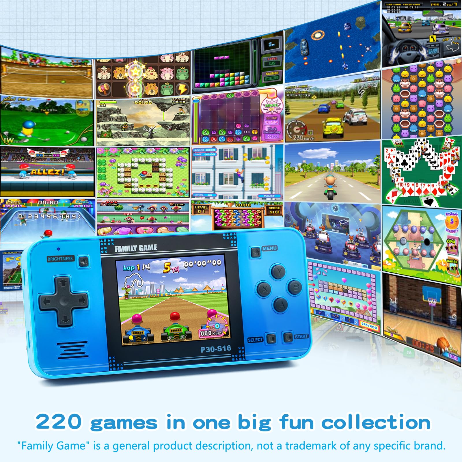 WELLST-G handheld game blue side view emphasizes ergonomic grip for comfortable long sessions.