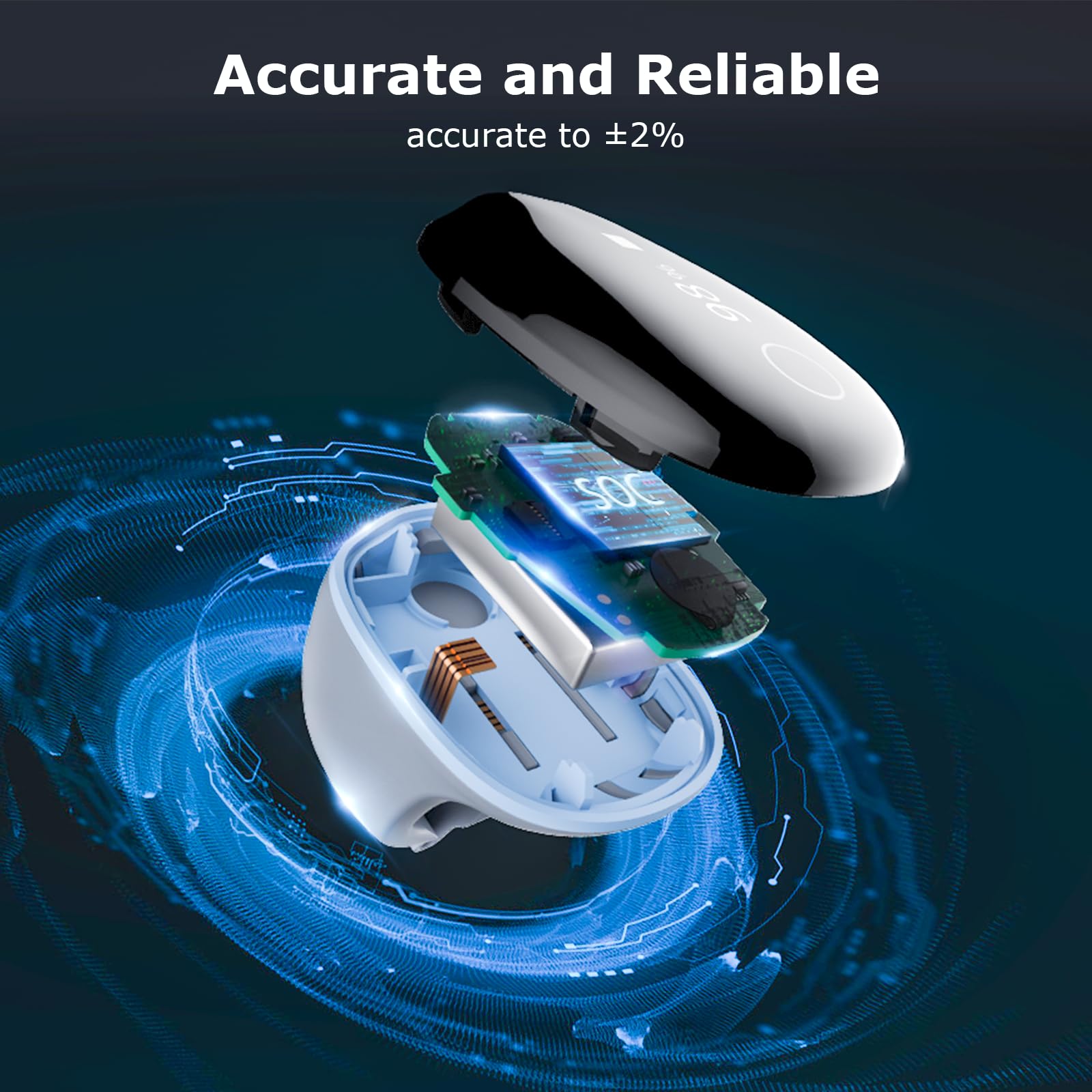 Wellue O2Ring shows oxygen and pulse readings for day-long awareness.