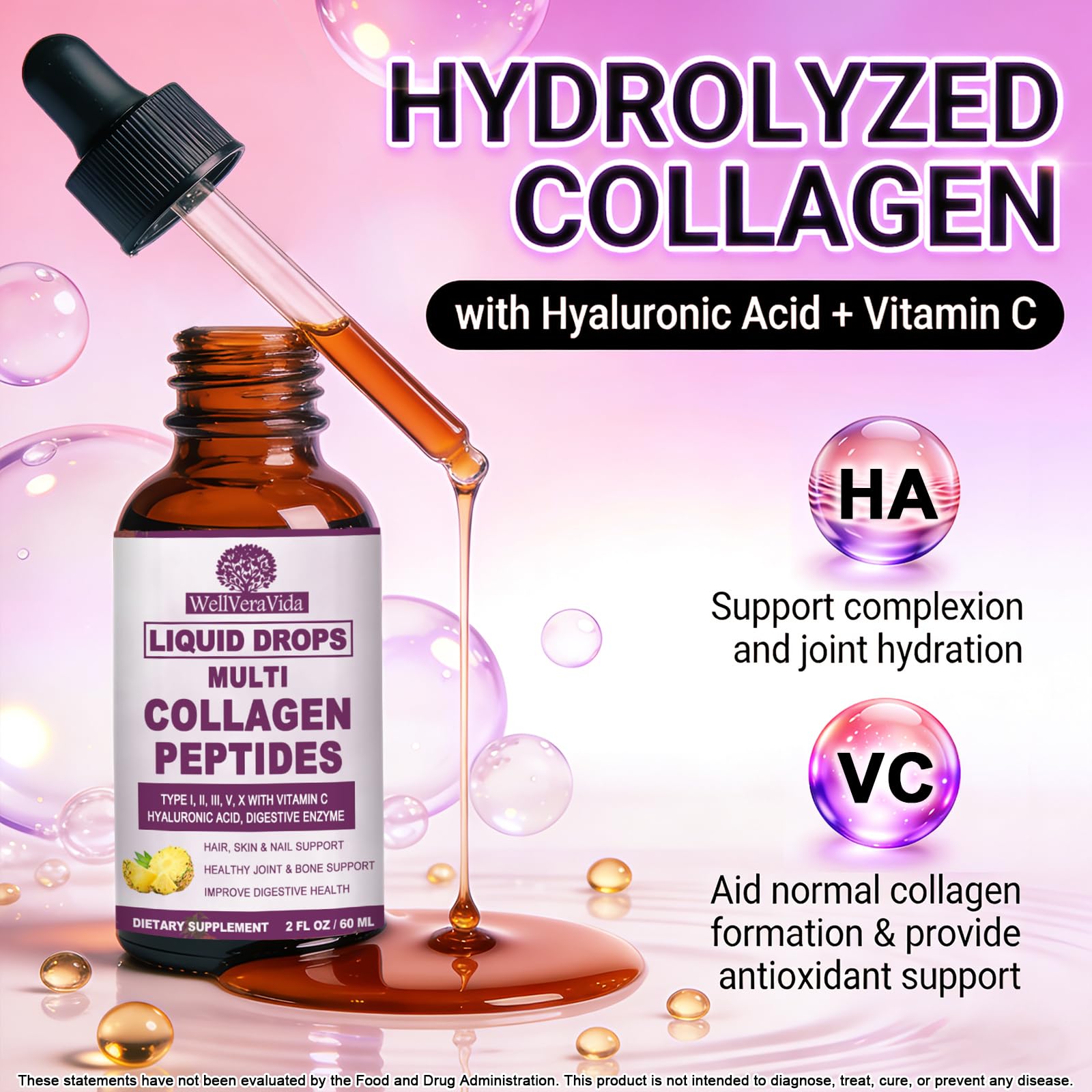 WellVeraVida collagen drops nourishing skin, hair, and nails