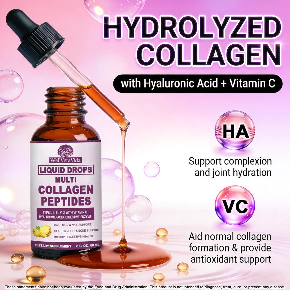 WellVeraVida collagen drops nourishing skin, hair, and nails