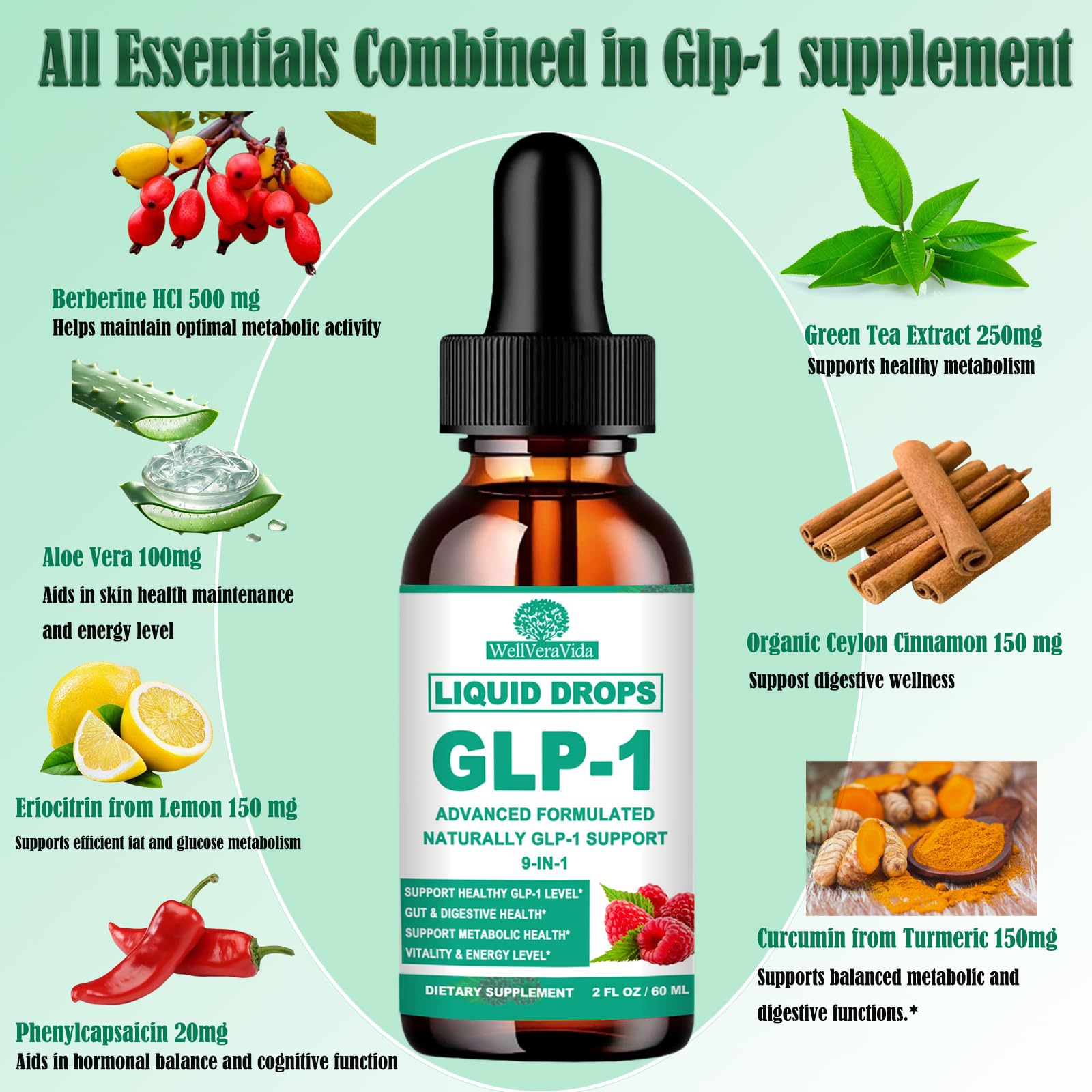 WellVeraVida GLP-1 Drops dropper dosing shows precise intake convenience