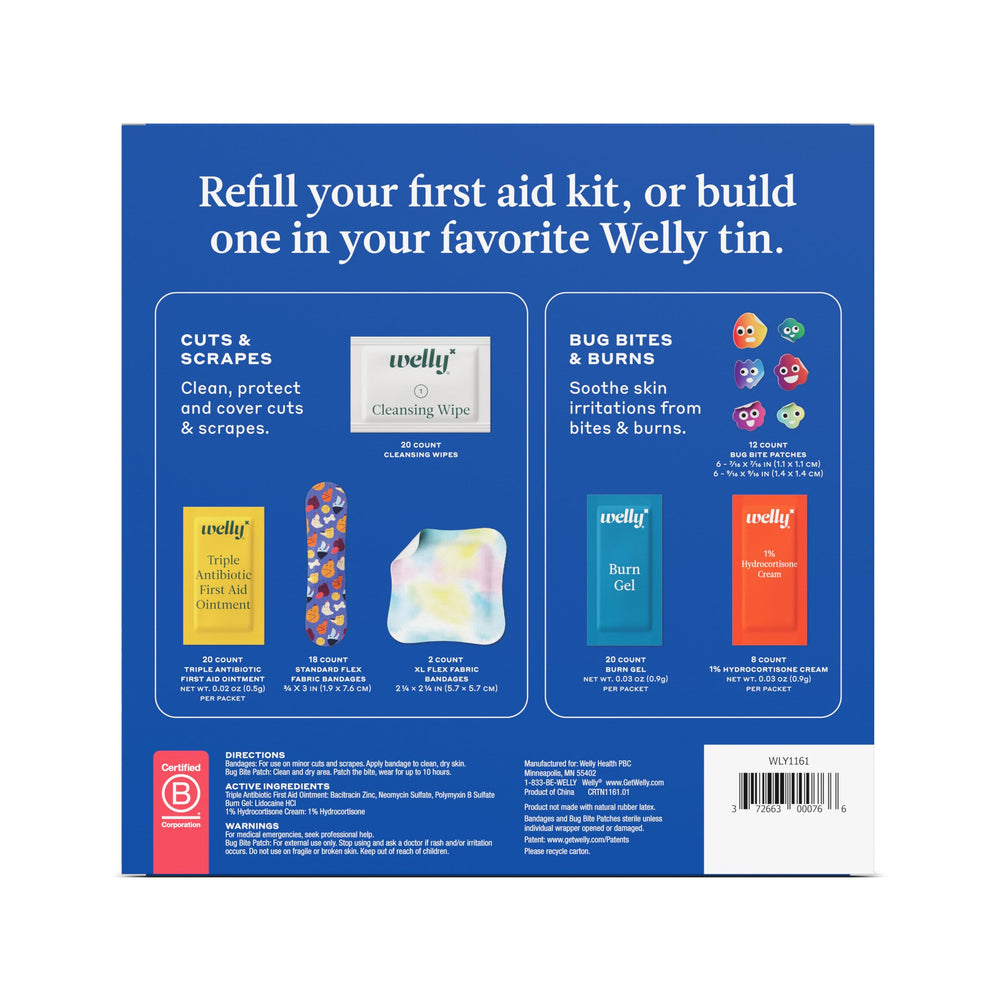 Welly antibiotic packets refill carton for basic wound cleanliness