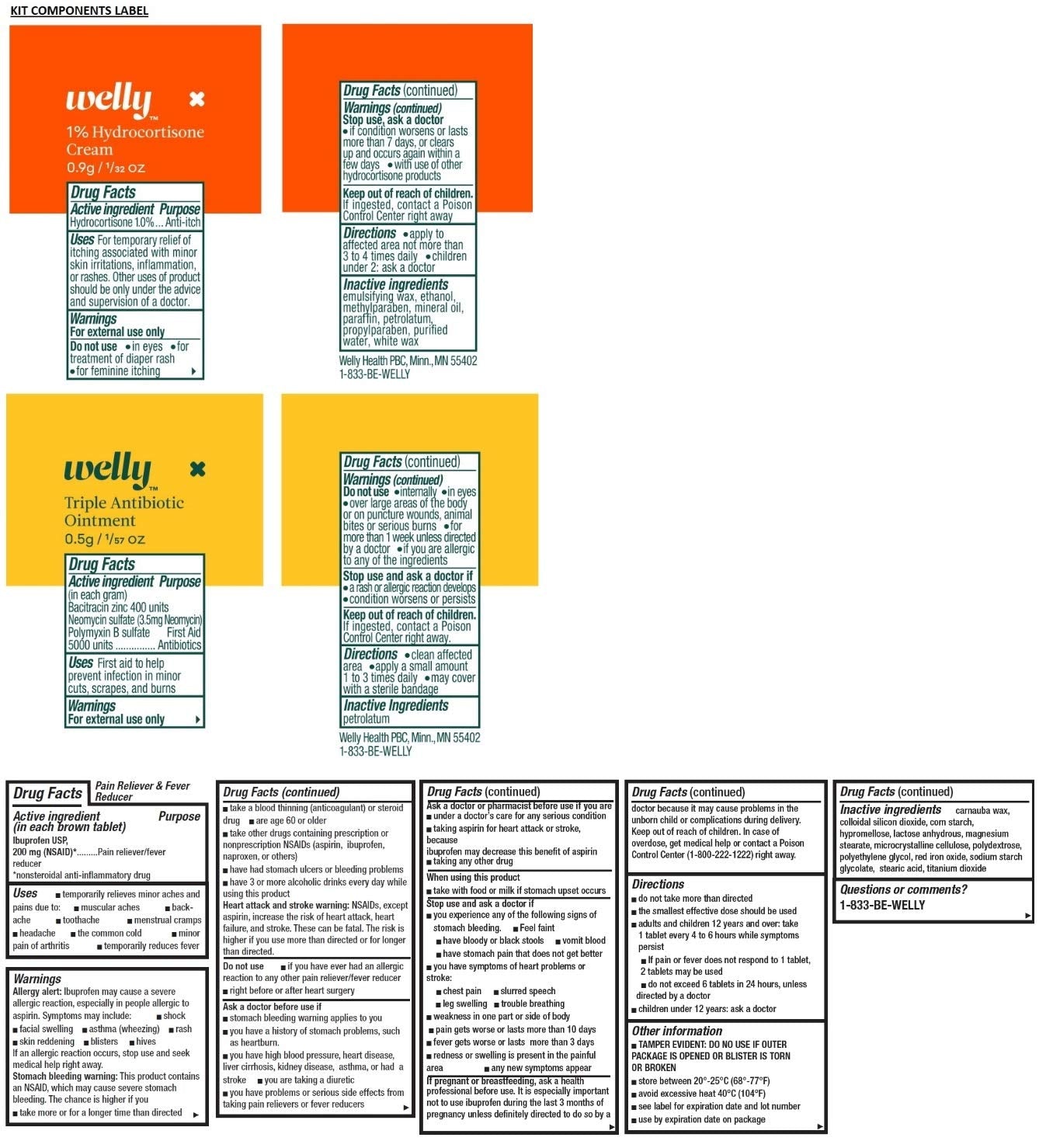 Welly triple antibiotic ointment packets for everyday skin care.