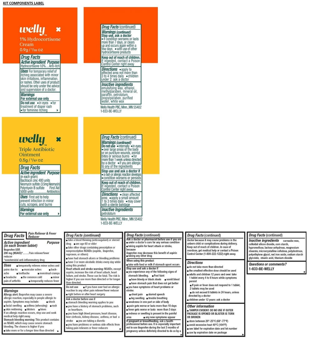 Welly triple antibiotic ointment packets for everyday skin care.