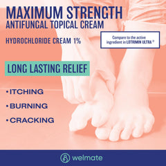 Hand applying Welmate Butenafine 1% cream for easy twice-daily use