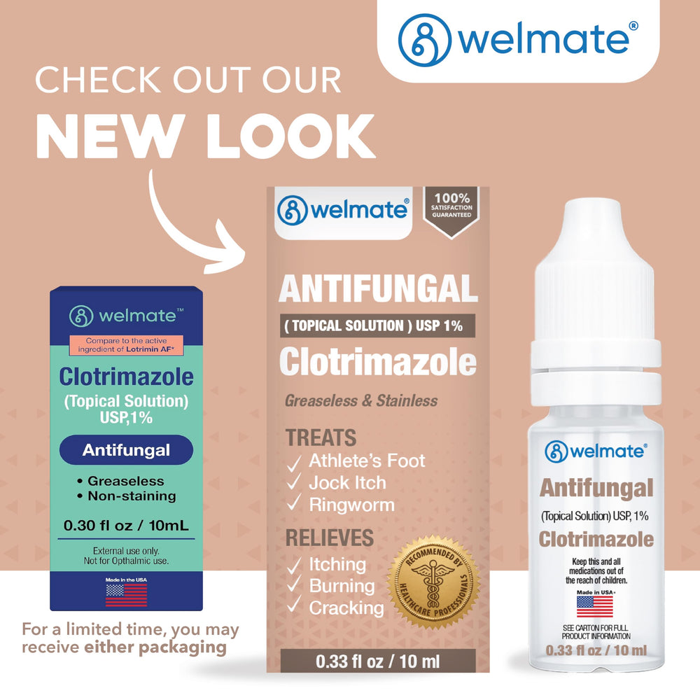 WELMATE Clotrimazole topical on skin shows greaseless formula for quick drying.