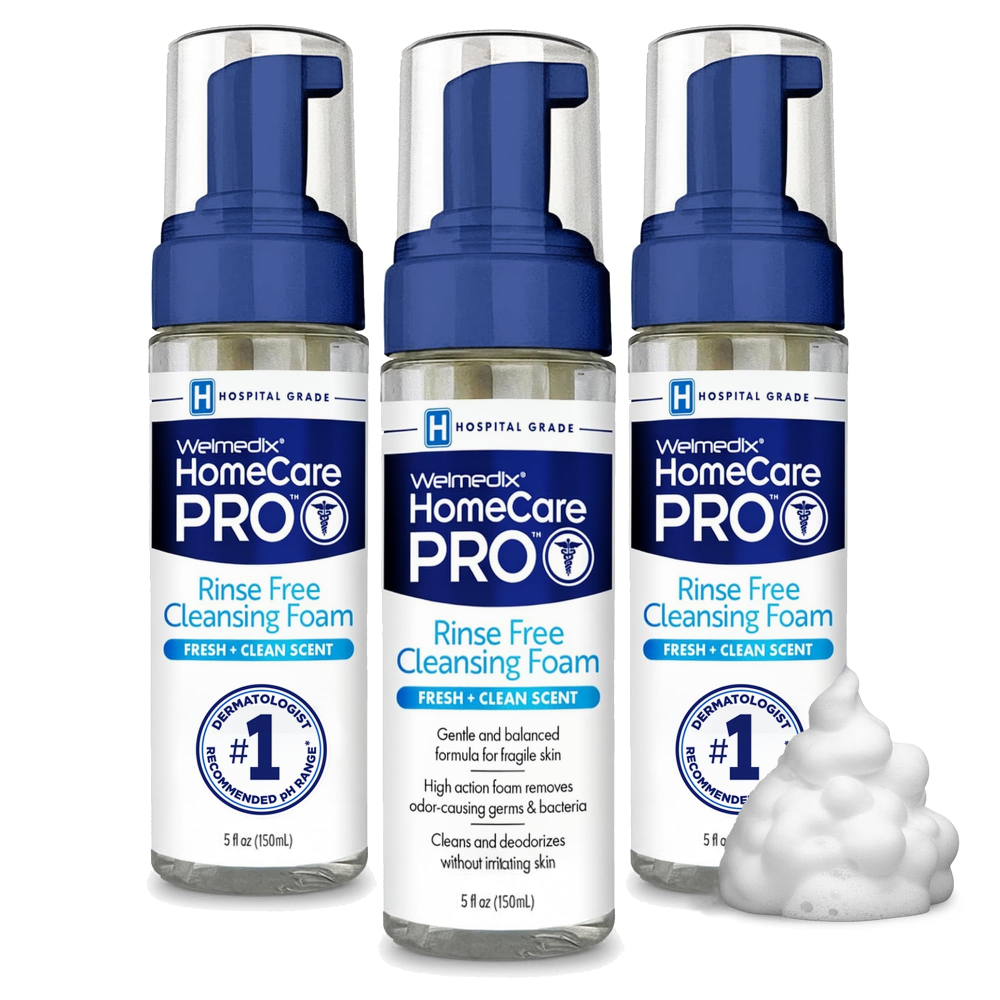 Welmedix No Rinse Cleansing Foam bottle front for quick wash