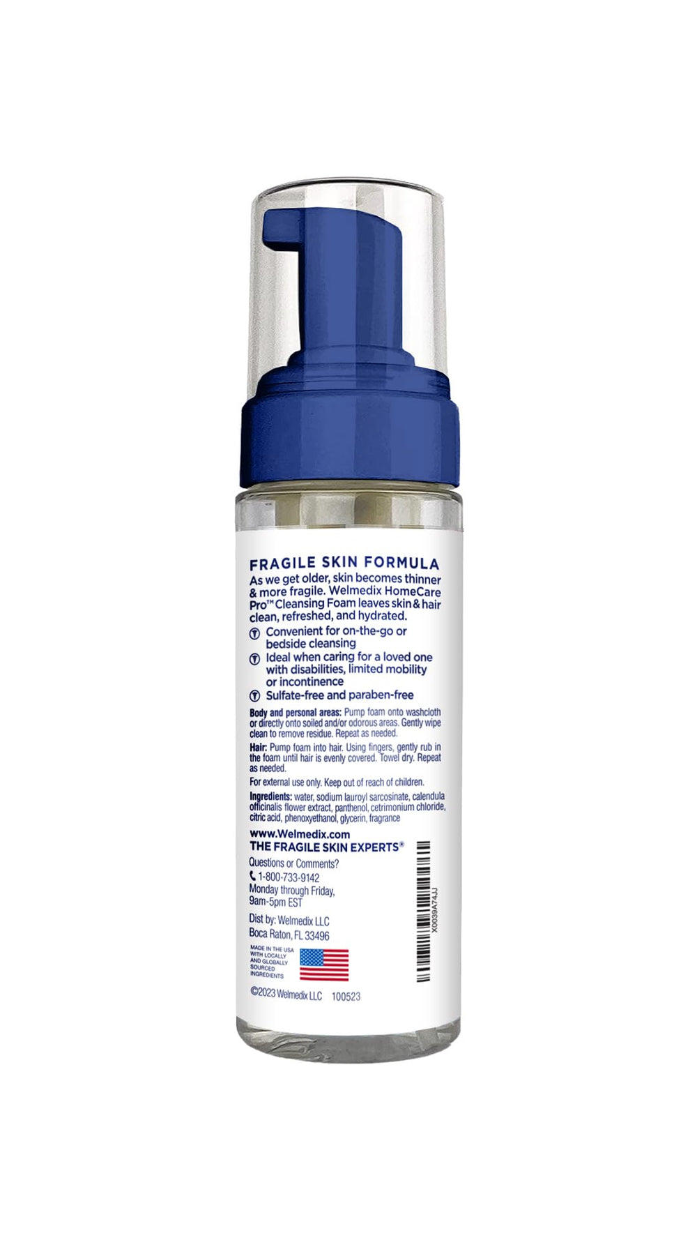 Hands holding Welmedix bottle demonstrate portable cleansing without water