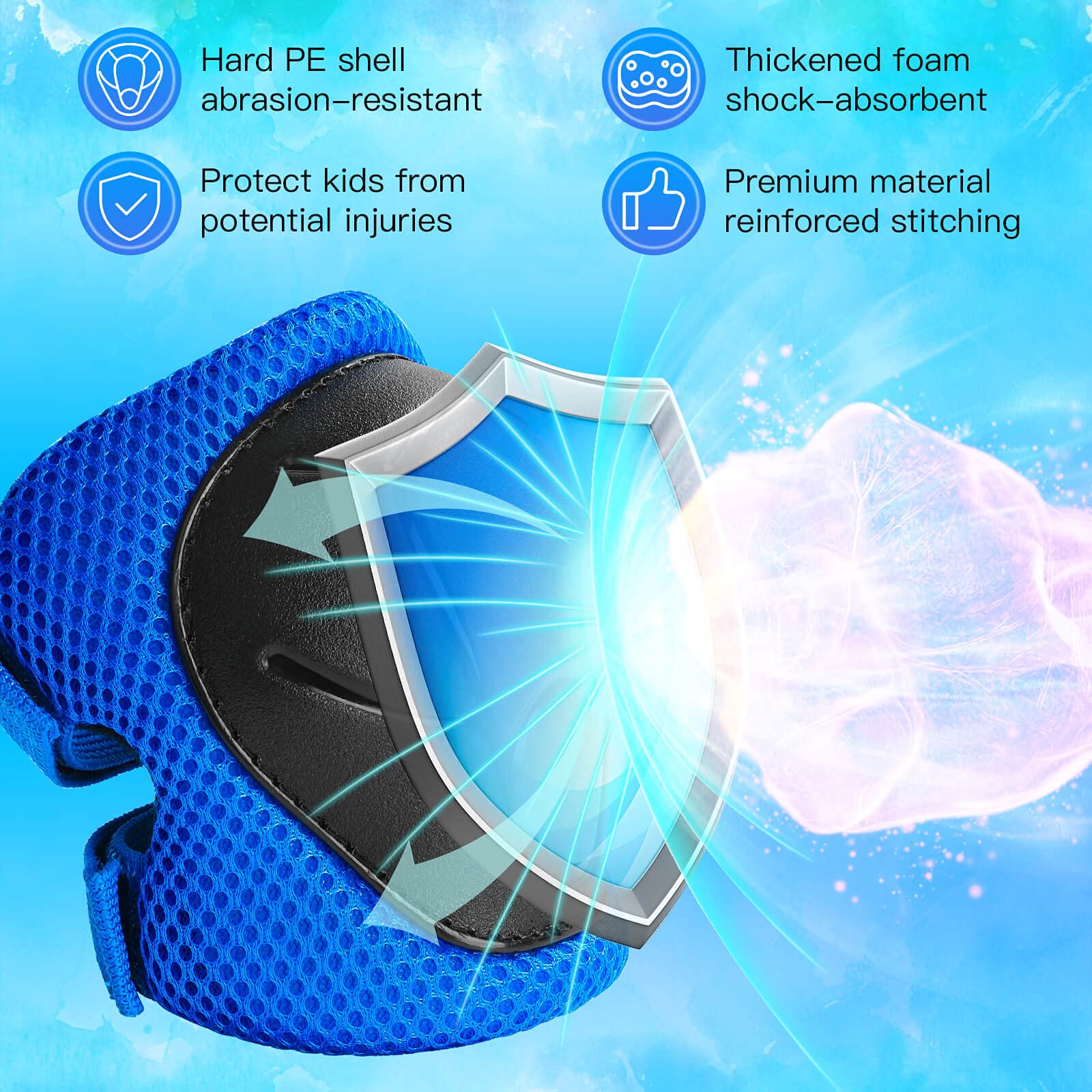 Wemfg protective gear set packaging blue, ready for gifting and storage
