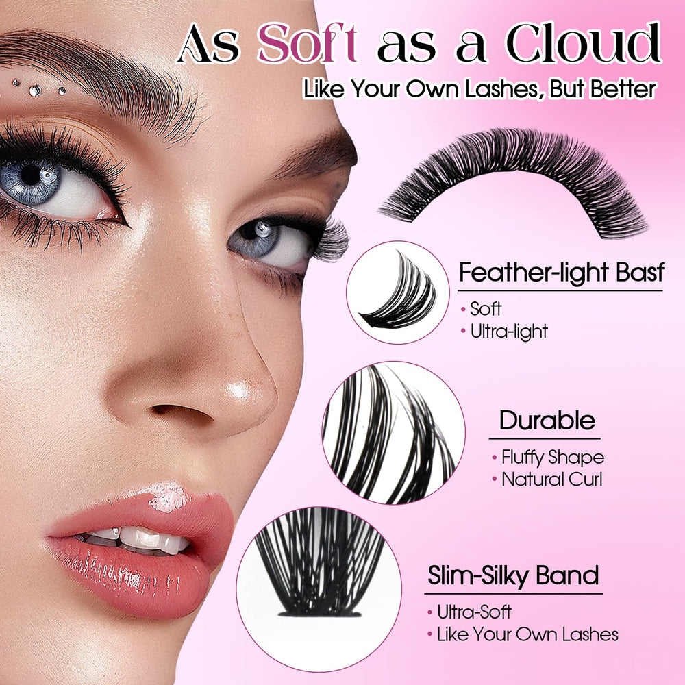 Wendy Lashes 100D clusters for dramatic cat-eye effect