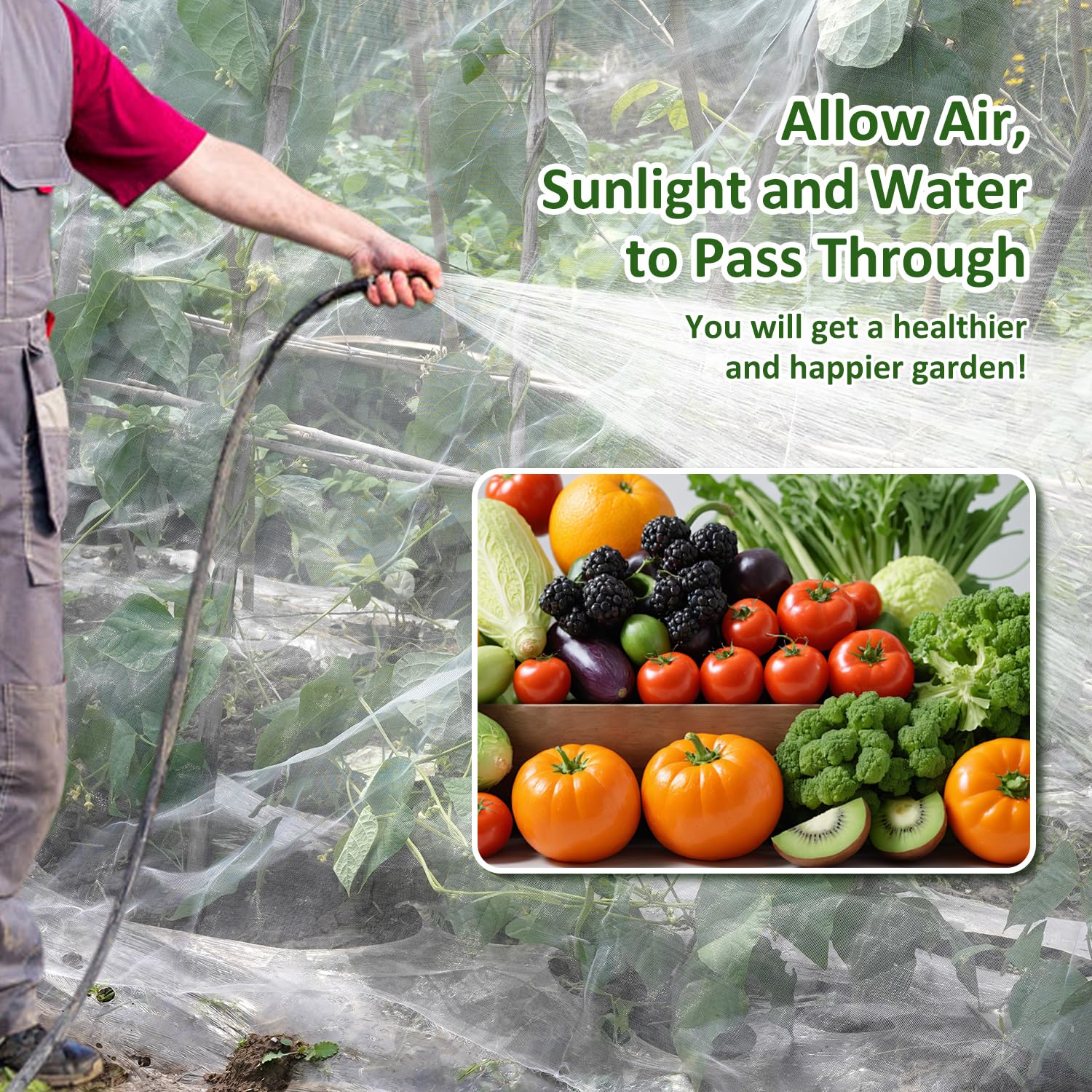 WenTao versatile garden netting used across beds and greenhouses for pest control.