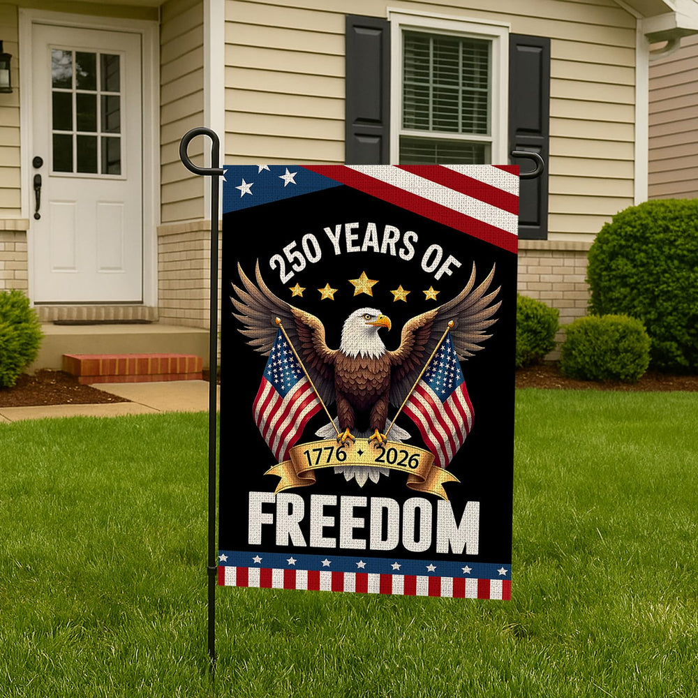 WENWELL patriotic eagle with dual flags for garden display