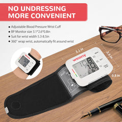 WEONY adjustable cuff fits 5.3 to 8.5 inches for comfortable readings.