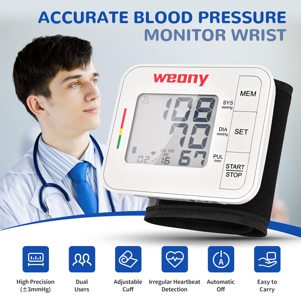 WEONY monitor auto-testing display screen with large digits for easy visibility.