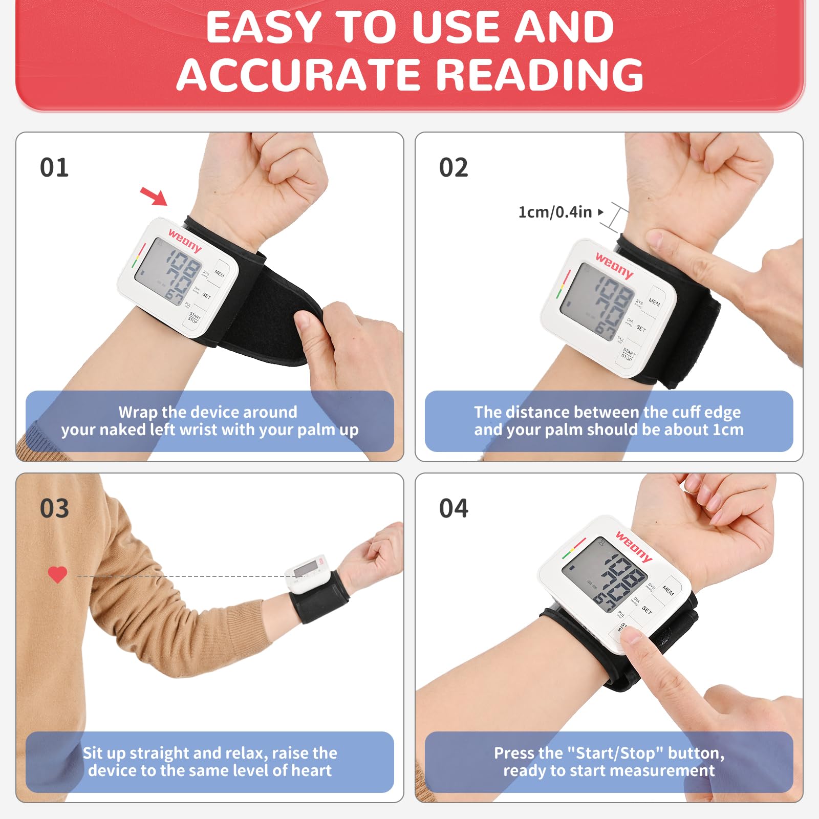 WEONY carrying case included for travel-friendly health monitoring.